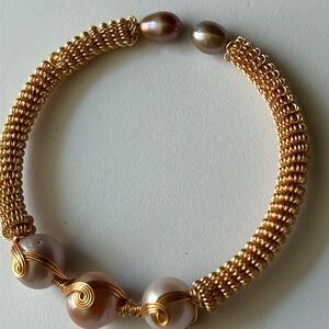 Fresh water Faux #Pearl #Bracelet #Bangle Adjustable Opening